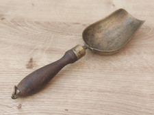 Vintage Brass Scoop For Grain Flour Seed Scoop with Wooden Handle