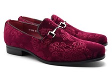 Mens Dress Velvet Slip On Loafers Embossed Wedding Party Buckle Suit Shoes Size