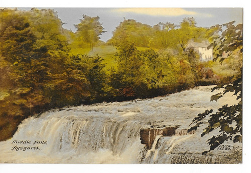 Postcard aysgarth view - -,