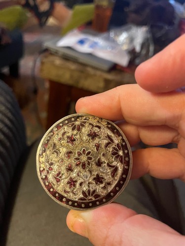 Vintage metal trinket box - trinket,