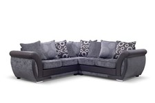 Fabric Sofa 3+2  Armchair Grey Black Leather Arms Large Shannon Free Delivery