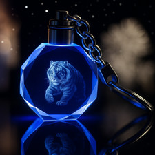 Animal Themed Crystal 3D LED TIGER KEYRING With GiftBox Birthday gift EasterGift