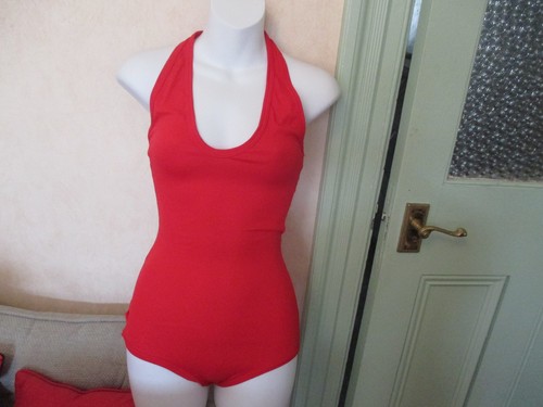 Halter neck red leotard - halter, size