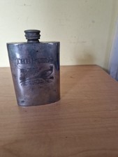 English Pewter Sheffield Hip Flask " The Field "