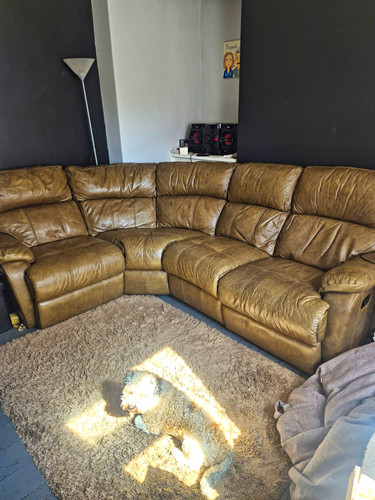 Sectional brown leather corner - sectional,