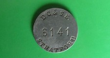 DC&SE 6141 STRATFORD ( London) thick railway pay check 42mm diameter token
