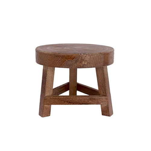 Wooden low stool small - small, plant
