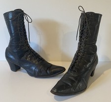 Antique Victorian Black Granny Lace Up Boots