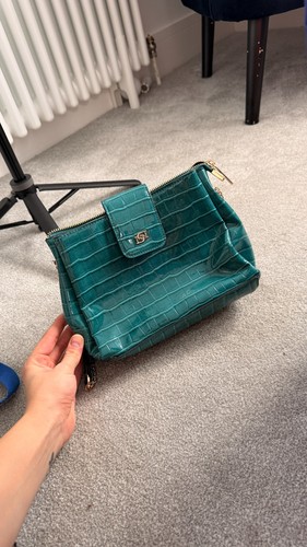 Teal green croc effect patent - effect,
