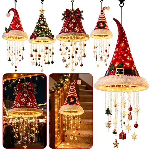 Lighted santa hat hanging - lighted,