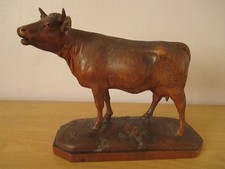 Antique  Black Forest Swiss Carved Wooden Fritz Buri Cow.