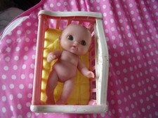 BERENGUER LIL CUTIES HB DOLL 5.5" C/W FISHER PRICE PINK COT REBORN?