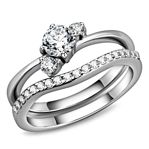 Three stone ring set - , cz