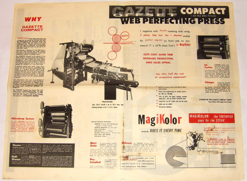 Vtg 1950s gazette - offset, color