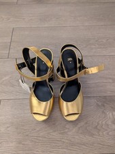 Zara Ladies Gold Block Heeled