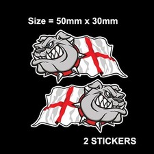 HANDED PAIR BRITISH BULLDOG ENGLAND ST GEORGES CROSS FLAG VINYL CAR STICKER 50MM