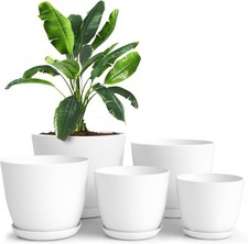 Set of 5 Plastic Plant Pots