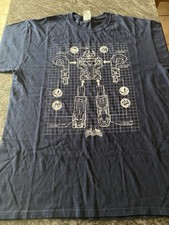 Mens Mighty Morphin Power Rangers T-Shirt Navy Size Large Megazord 100% Cotton