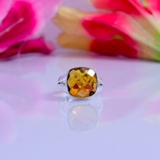 Fine Citrine Topaz Gemstone 925 Sterling Silver Handmade Ring All Size