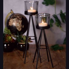 2 Metal Tripod Tealight Candle