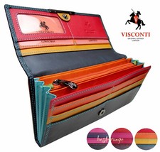 Designer Purse Leather  RFID Multicolour Soft Quality Visconti New in Box R11
