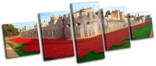Tower of London Poppies City MULTI CANVAS WALL ART Picture Print VA
