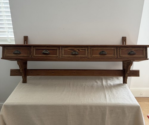 Antique solid pine wall shelf - solid,