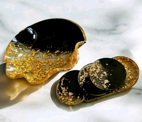 Black gold resin coffee - gold, table