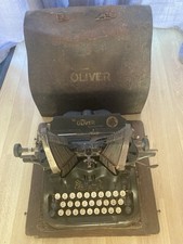 Antique Oliver No. 9 Typewriter London batwing art deco design metal cover 