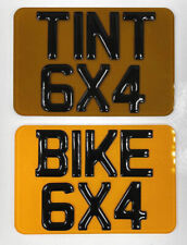 Motorcyle Motorbike Novelty 3D Gel 6x4" Show Number Plate 2 Rows Yellow / Tinted