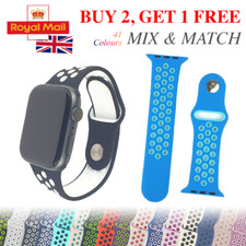 For Apple Watch Nike Silicone Rubber Strap Sports Band Series 10 9 8 7 6 5 4