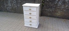 Rustic Antique Painted Solid Chest of Drawers Distressed White Painted Finish