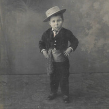 Unusual Real Photo Postcard Child Boy Cowboy Costume Outfit Barcelona Spain