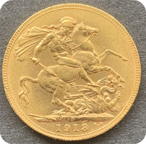 1913 gold sovereign - gold, coin