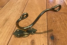 Vintage Large  Brass Coat Hook Hat Hanger Wall Door (CD6)