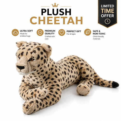 Premium 50cm plush cheetah - 50cm,