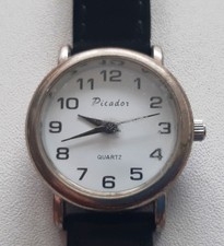 Picador QL1616 women's quartz wristwatch, Darlena black leather strap