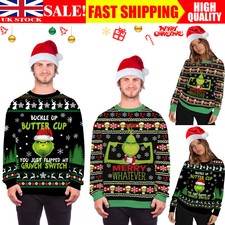  Men Women The Grinch Ugly hoodie Jumper Christmas Xmas Jumper Tops Pullover🎅