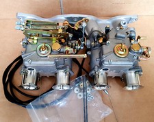 Ford Pinto manifold with 40 dcoe carbs, linkage kit fuel unions trumpets