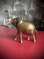 Vintage Decorative Brass Elephant Figurine Perfect for Trinket Shelf Decor