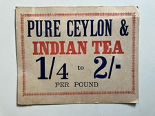 Original Vintage Ceylon & Indian Tea Sign On Card Kitchen Display