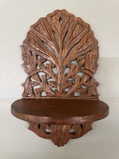 Hand Carved Wooden Wall Shelf