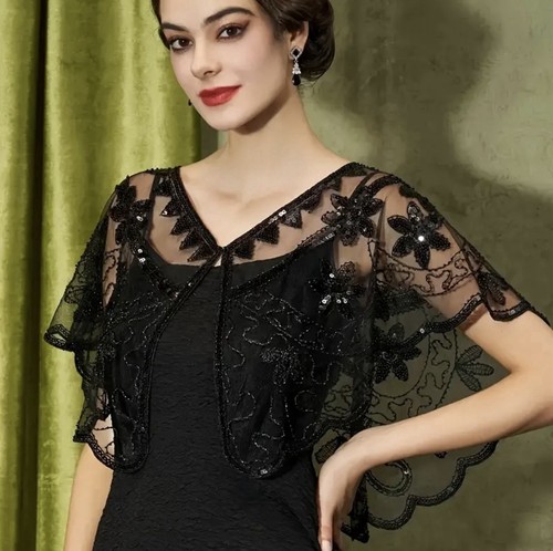 Sequinned shawl bolero evening - bolero,