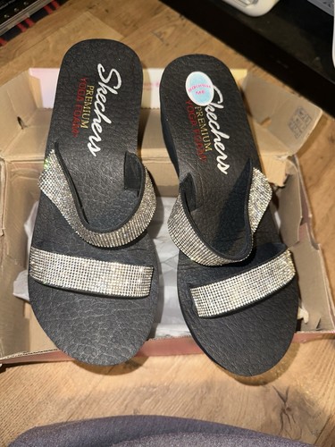 Skechers black wedge - skechers, sandals