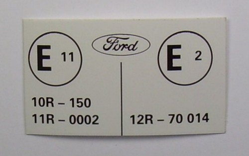 Mk1 ford escort label - e,