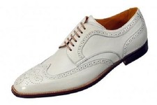 Handmade Men wingtip brogue formal shoes, Men party dress white shoes, Men shoes