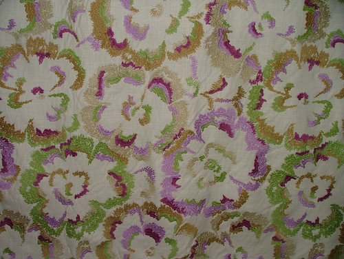 Crewel work curtain fabric - crewel,
