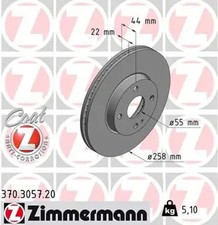 2x Brake disc internally vented 370.3057.20 ZIMMERMANN for MAZDA 2 Hatchback