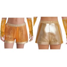 UK Girls Sequin Metallic Patchwork Shorts Ballet Dance Shorts Hot Pants Bottoms