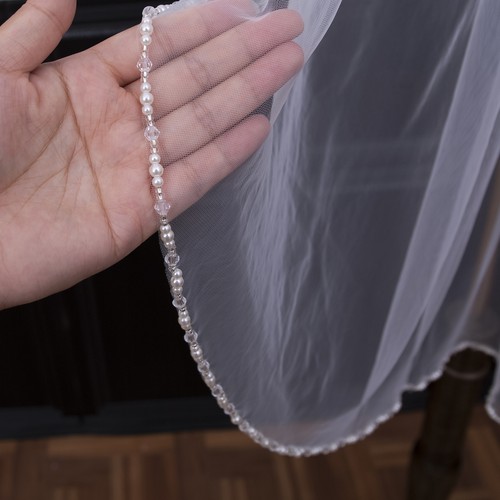Tier wedding veil beaded - 1,